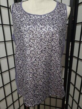 Chico's Size 2 (Large/12)  Dark & Light Purple Sequin Tank Top